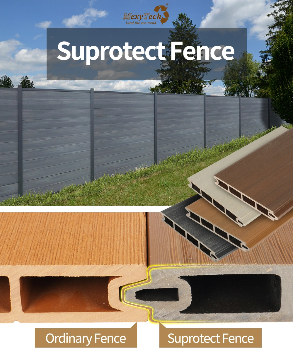 Wholesale Wood Plastic Composite Fencing Garden Board Privacy WPC Fence