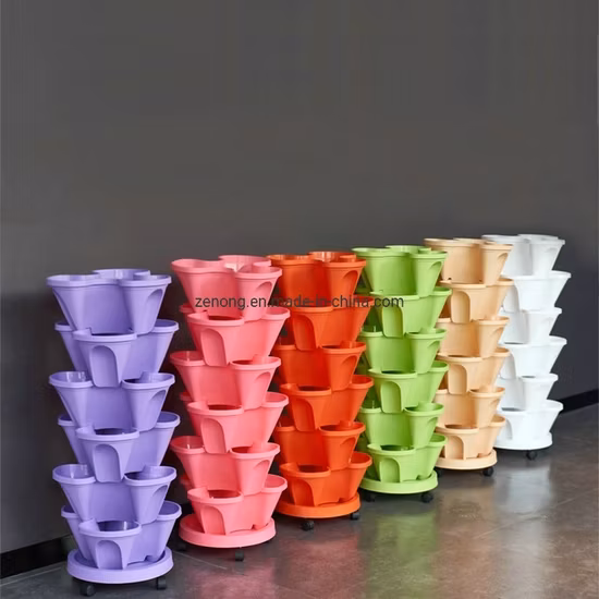 Hydroponic Greenhouse Planter Plastic Vertical Stacking Tower Pots for Strawberry