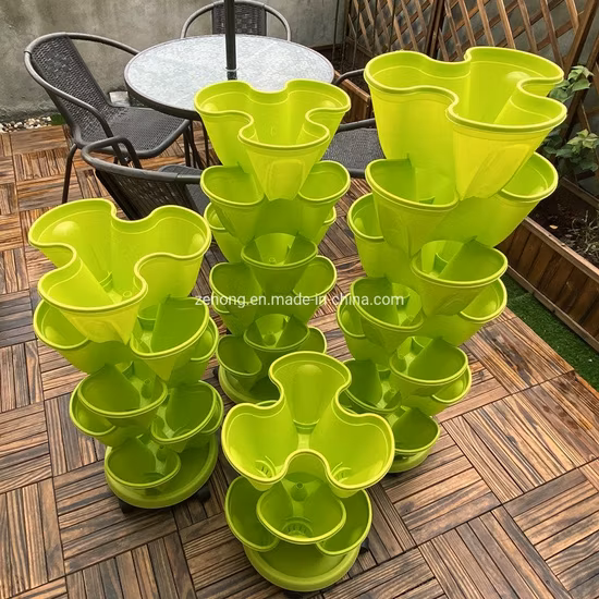 Maceta de PP de torre apilable de plantación hidropónica vertical para flor vegetal