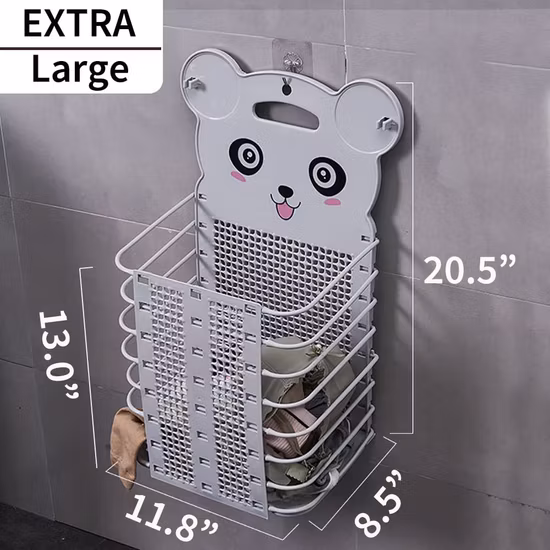 Paquete de 2 cestos de ropa colgantes plegables de plástico grandes con asa